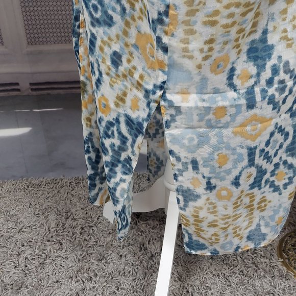 NWT SONOMA WATERCOLOR IKAT LONG KIMONO (IVORY MULTI / OS) - Picture 9 of 11